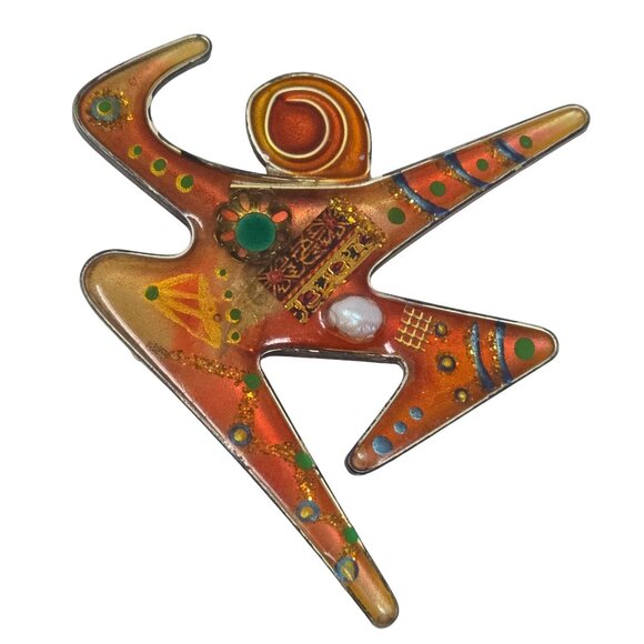 Abstract Resin Dancer Brooch – Modernist Art Pin in Yossi Steinberg Style